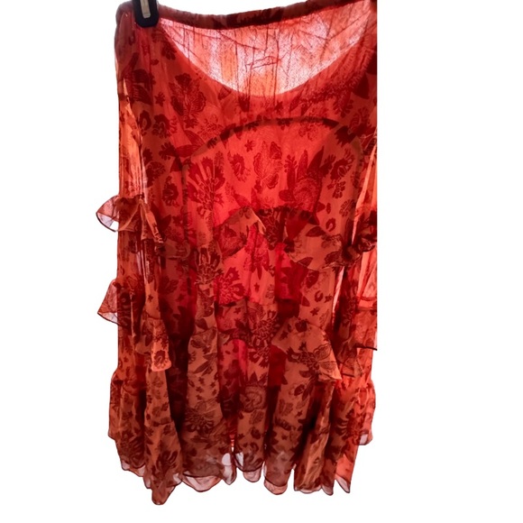 Ideology Ruffled Bohemian Style Brown and Orange Cairo Long Skirt - Picture 4 of 9